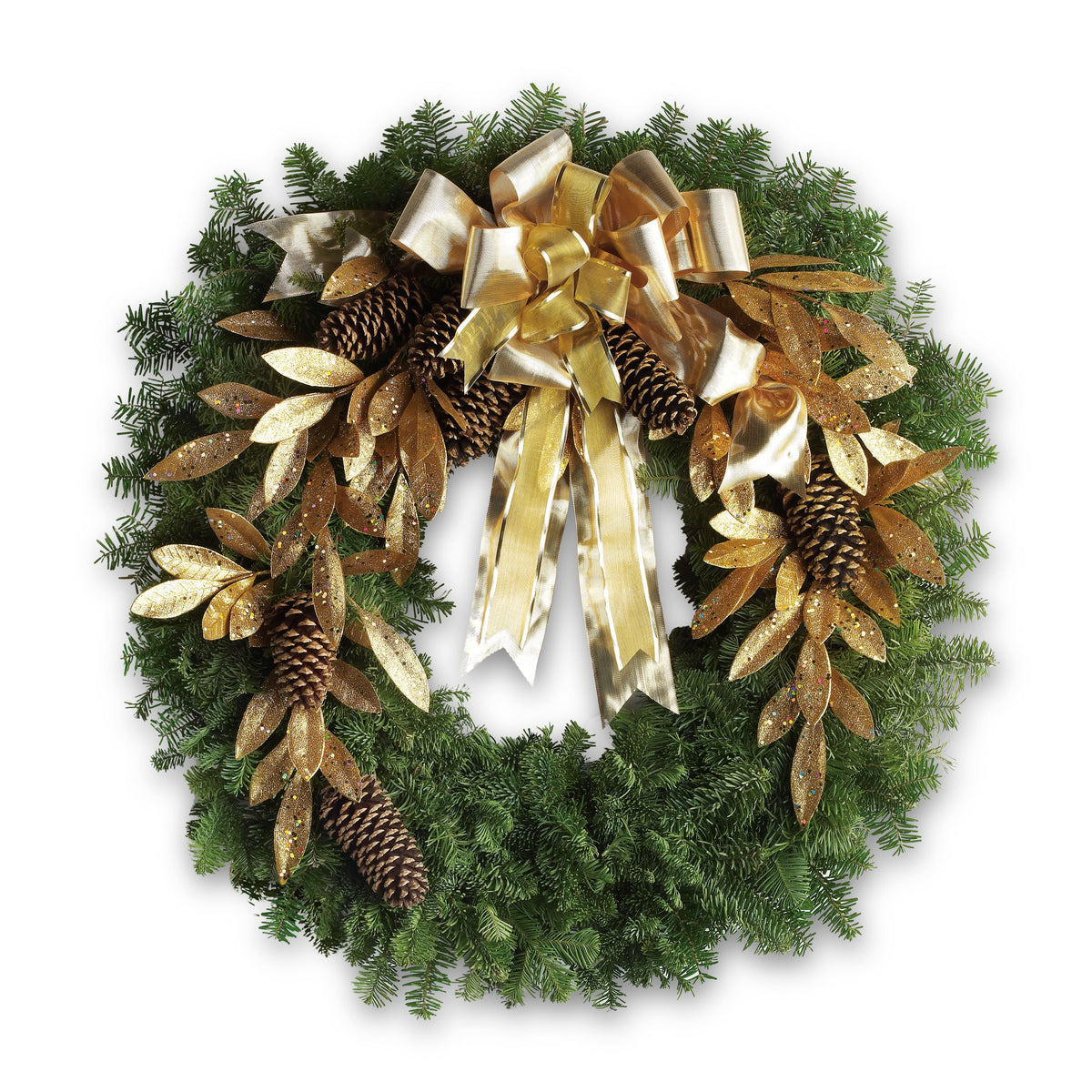 Glitter & Gold Wreath – Greenwich Blooms Florist Inc, Greenwich CT