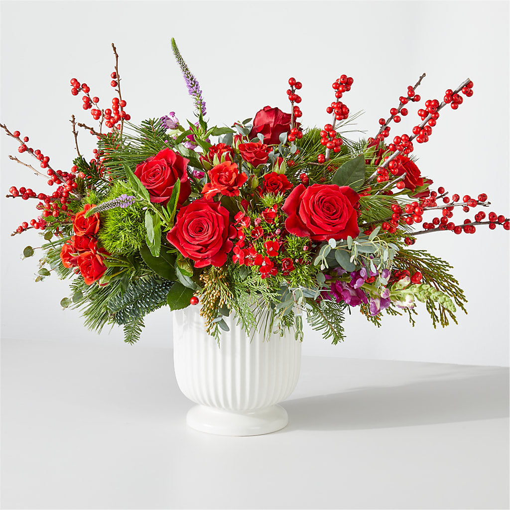 Big Red Bow Bouquet – Greenwich Blooms Florist Inc, Greenwich CT