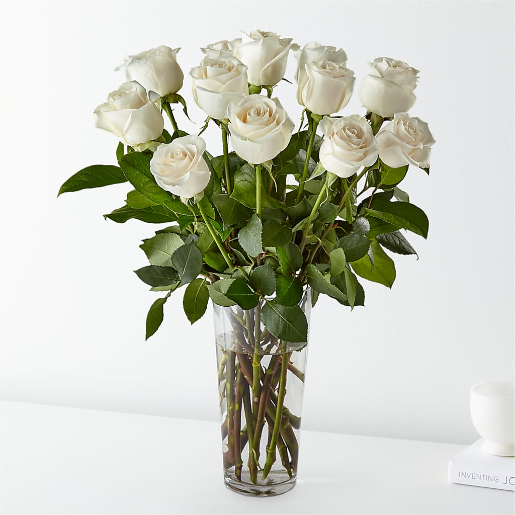 Long Stem White Rose Bouquet – Greenwich Blooms Florist Inc, Greenwich CT