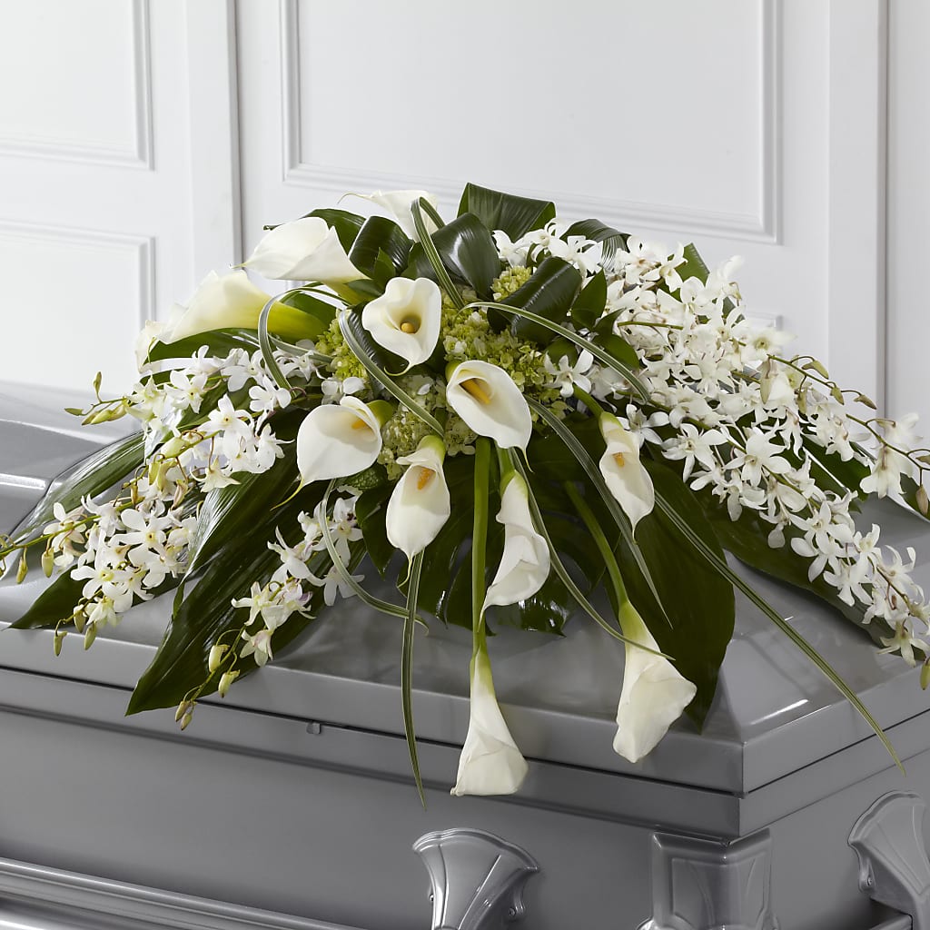 Angel Wings Casket Spray – Greenwich Blooms Florist Inc, Greenwich CT