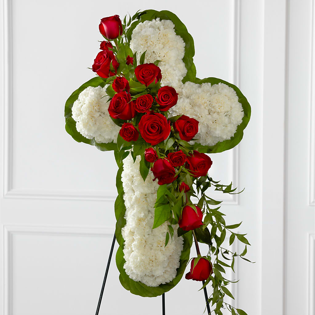 Floral Cross Easel – Greenwich Blooms Florist Inc, Greenwich CT