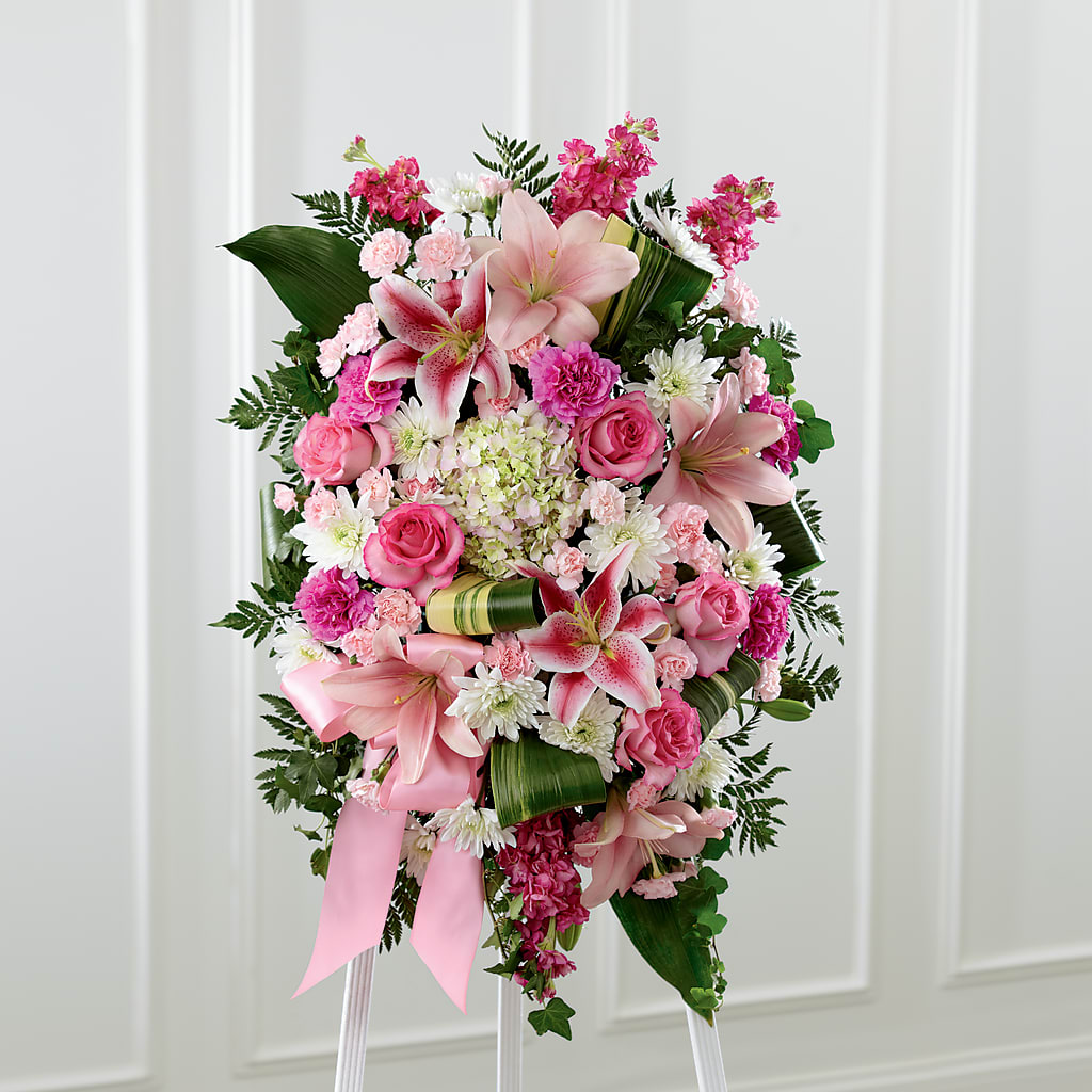 Comforting Standing Spray – Greenwich Blooms Florist Inc, Greenwich CT