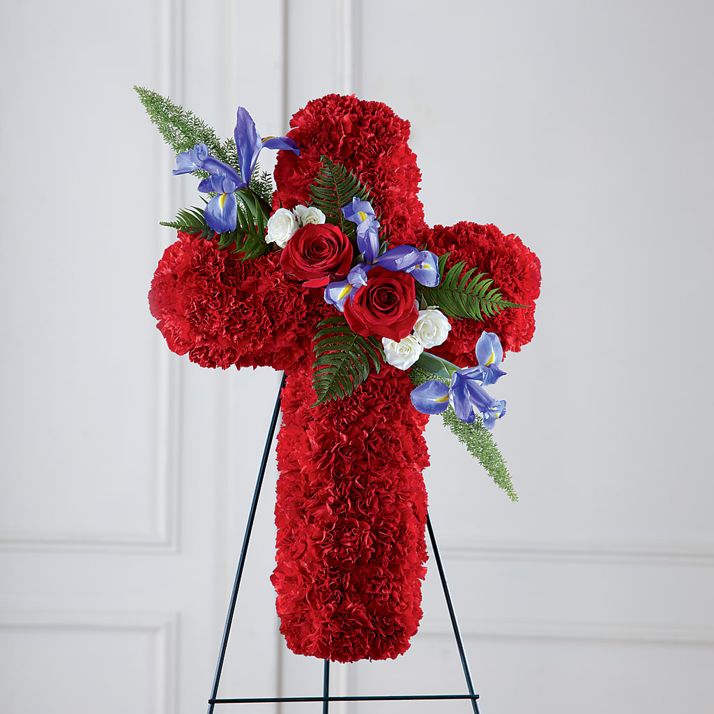 Faithful Hero Floral Cross – Greenwich Blooms Florist Inc, Greenwich CT