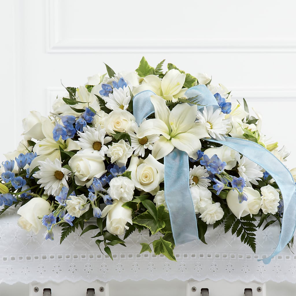 Tender Treasure Casket Spray – Greenwich Blooms Florist Inc, Greenwich CT