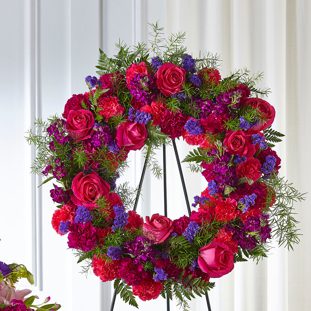 Calming Colors Wreath – Greenwich Blooms Florist Inc, Greenwich CT