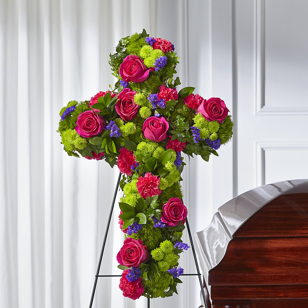 Tribute Rose Floral Cross – Greenwich Blooms Florist Inc, Greenwich CT