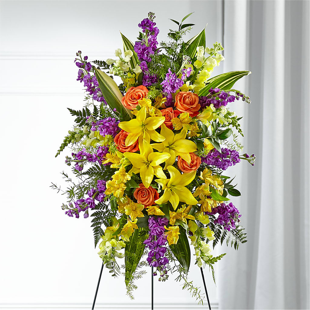 Thoughtful Prayers Standing Spray – Greenwich Blooms Florist Inc, Greenwich CT
