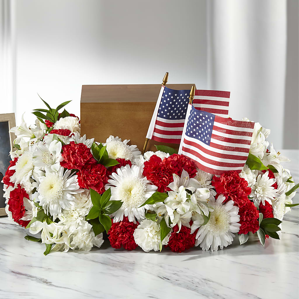 Spirit of Patriotism Cremation Adornment – Greenwich Blooms Florist Inc, Greenwich CT