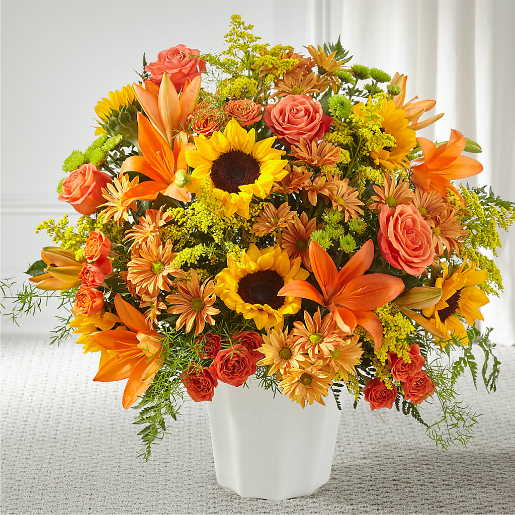 Harvest Thoughts Floor Basket – Greenwich Blooms Florist Inc, Greenwich CT