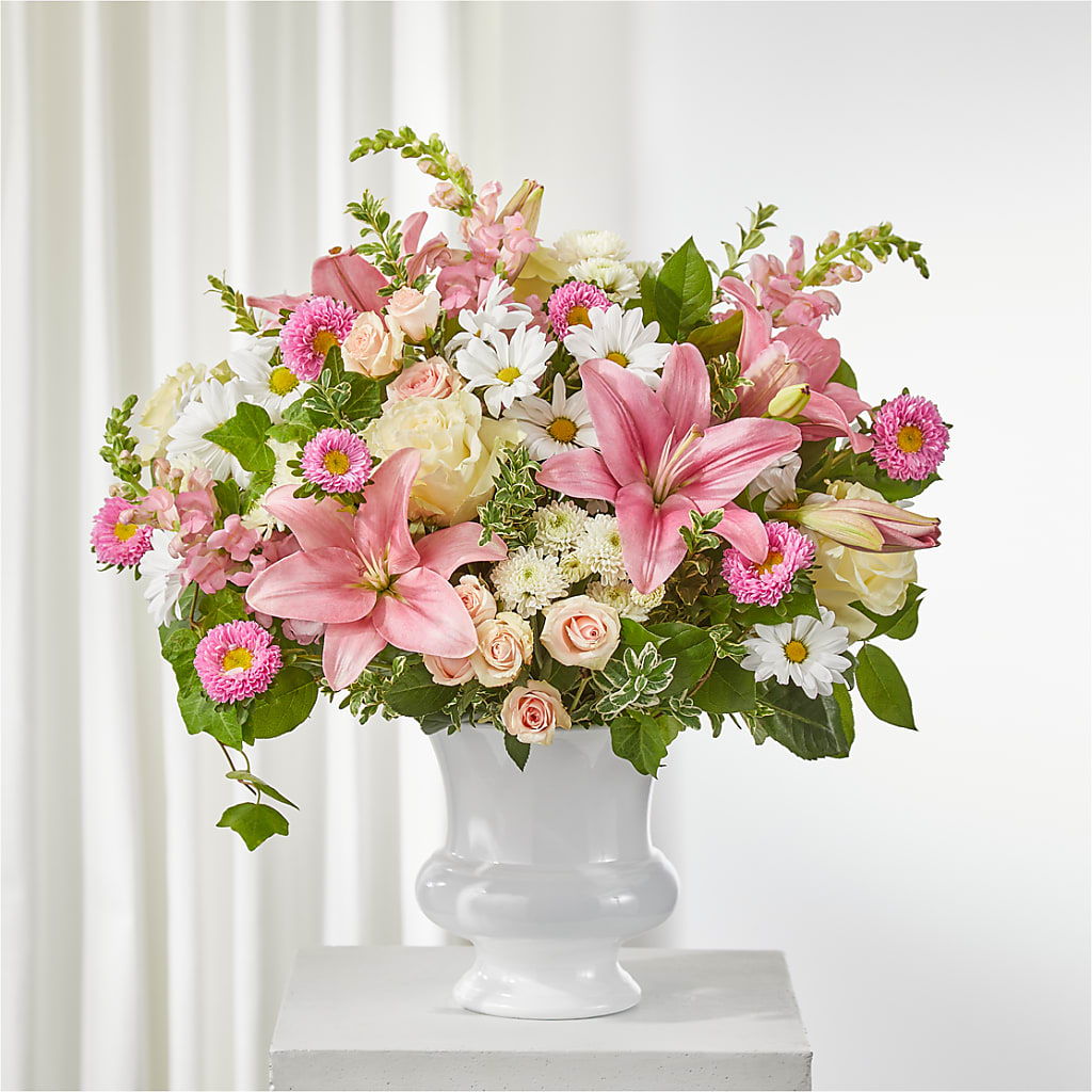 Empathetic Blooms Urn Arrangement – Greenwich Blooms Florist Inc, Greenwich CT