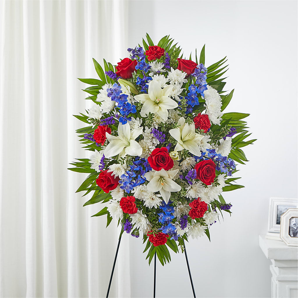 Cherished Service Standing Spray – Greenwich Blooms Florist Inc, Greenwich CT