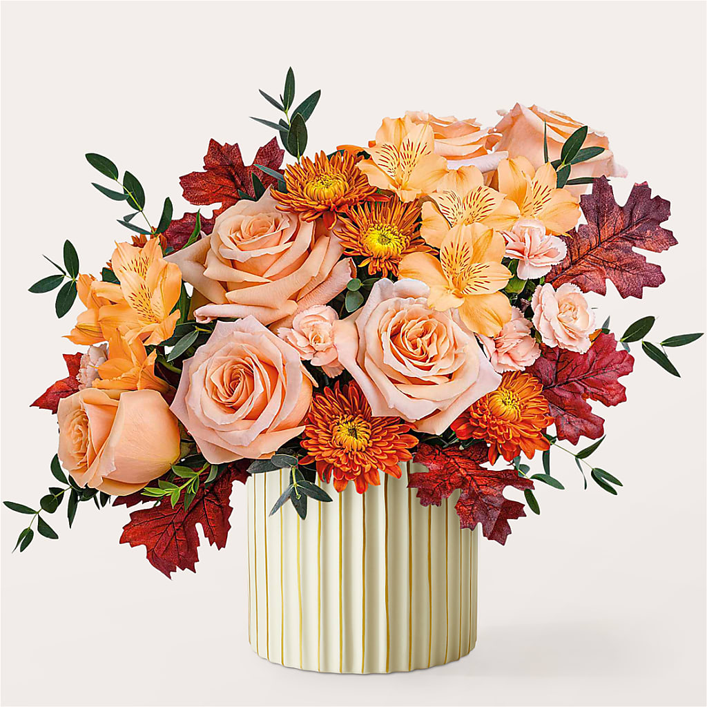 Spiced Latte Bouquet with Ivory Vase – Greenwich Blooms Florist Inc, Greenwich CT
