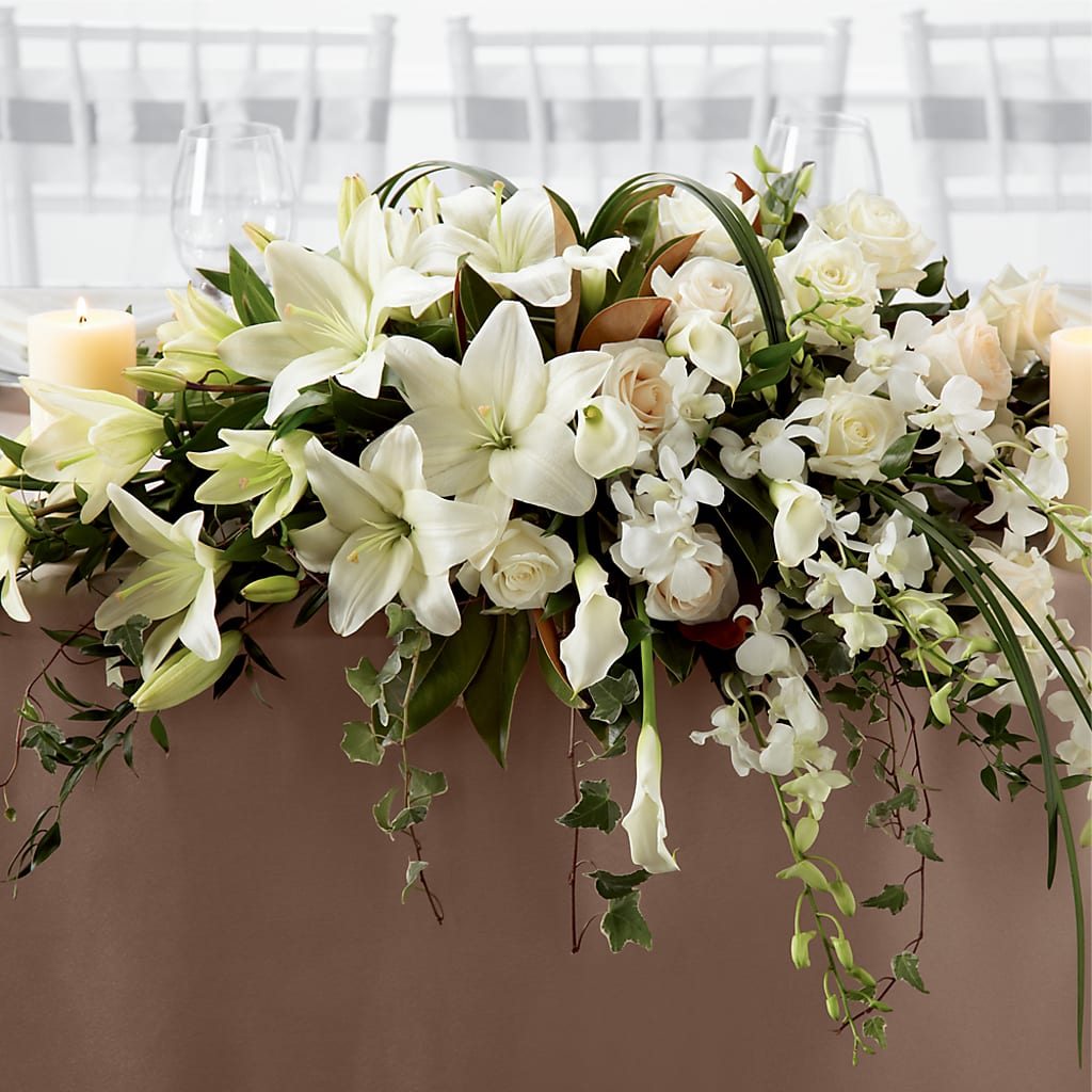White Linen Arrangement – Greenwich Blooms Florist Inc, Greenwich CT