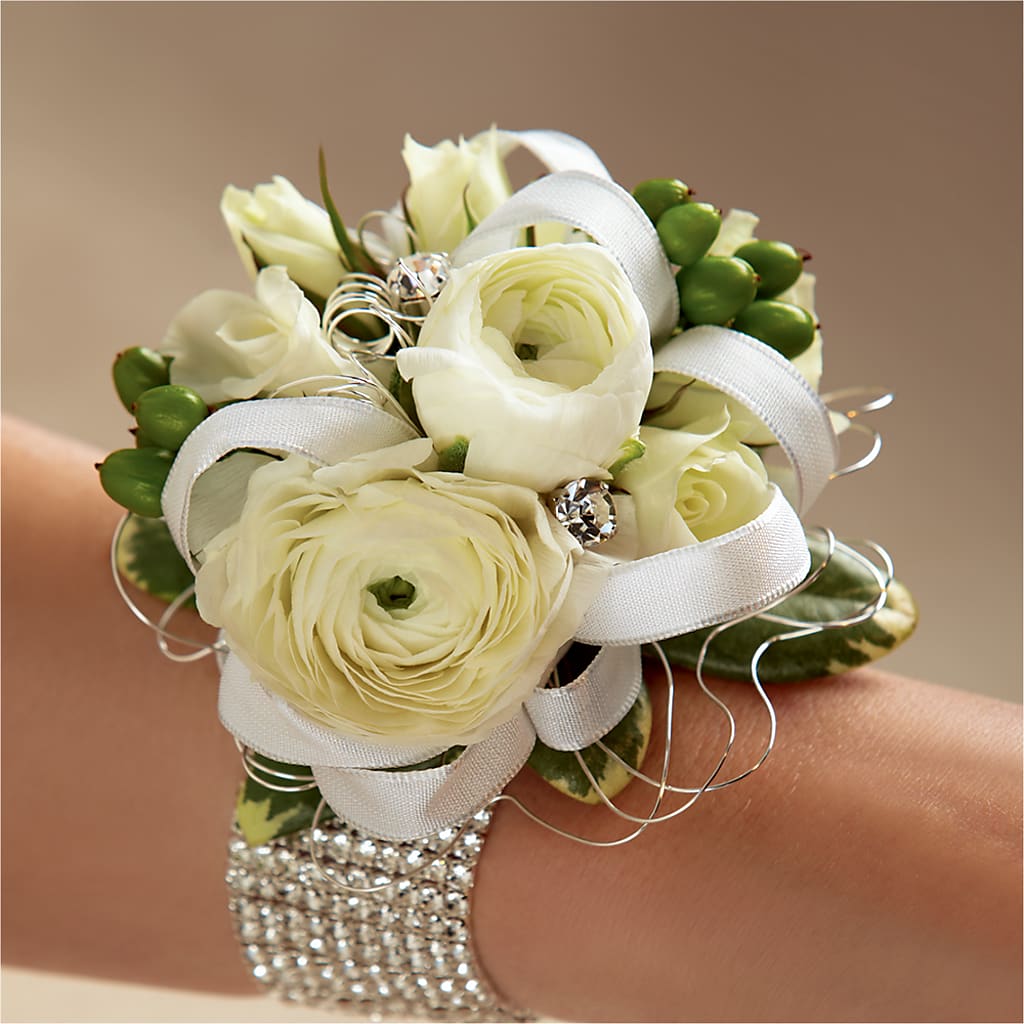 White Wedding Corsage – Greenwich Blooms Florist Inc, Greenwich CT