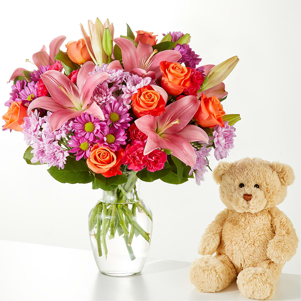 One and Only Bouquet and Bear Bundle –  Greenwich Blooms Florist Inc, Greenwich CT
