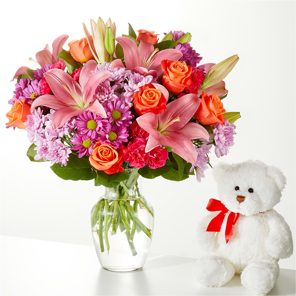One and Only Bouquet and Bear Bundle –  Greenwich Blooms Florist Inc, Greenwich CT