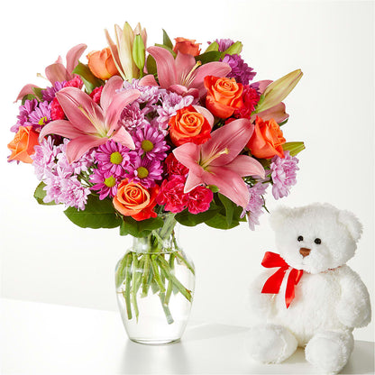 One and Only Bouquet and Bear Bundle –  Greenwich Blooms Florist Inc, Greenwich CT
