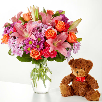 One and Only Bouquet and Bear Bundle –  Greenwich Blooms Florist Inc, Greenwich CT