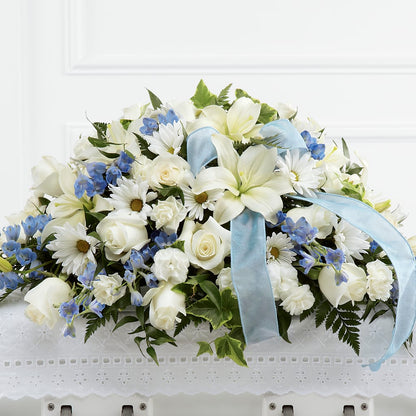 Tender Treasure Casket Spray –  Greenwich Blooms Florist Inc, Greenwich CT