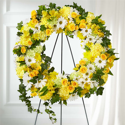Golden Remembrance Wreath –  Greenwich Blooms Florist Inc, Greenwich CT