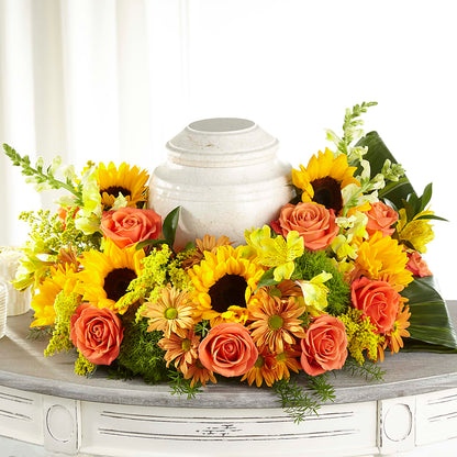 Faithful Sunflower Cremation Adornment –  Greenwich Blooms Florist Inc, Greenwich CT