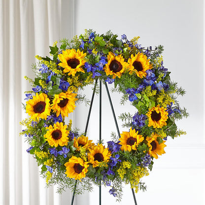 Bright Rays Wreath –  Greenwich Blooms Florist Inc, Greenwich CT