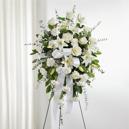 With Care Standing Spray –  Greenwich Blooms Florist Inc, Greenwich CT