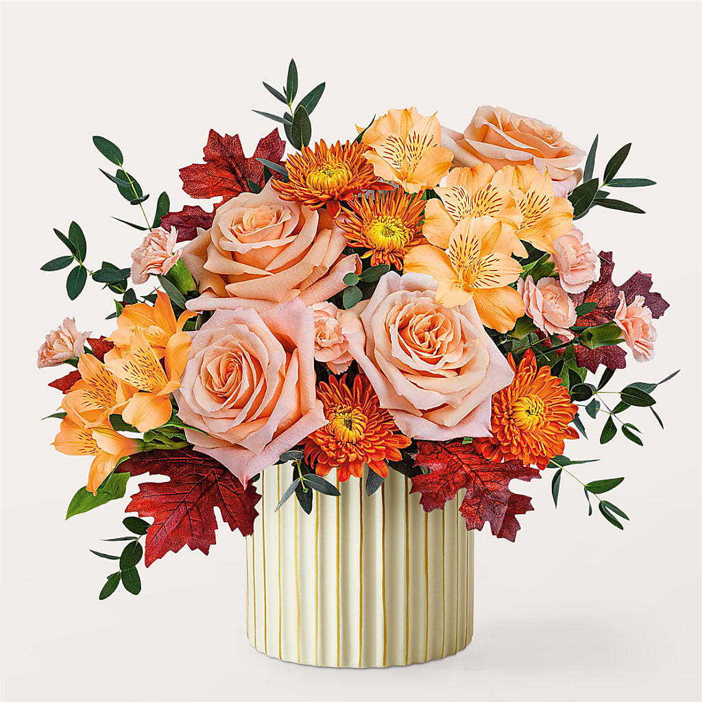 Spiced Latte Bouquet with Ivory Vase –  Greenwich Blooms Florist Inc, Greenwich CT