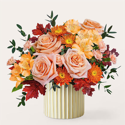 Spiced Latte Bouquet with Ivory Vase –  Greenwich Blooms Florist Inc, Greenwich CT