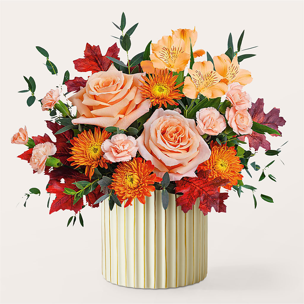 Spiced Latte Bouquet with Ivory Vase –  Greenwich Blooms Florist Inc, Greenwich CT