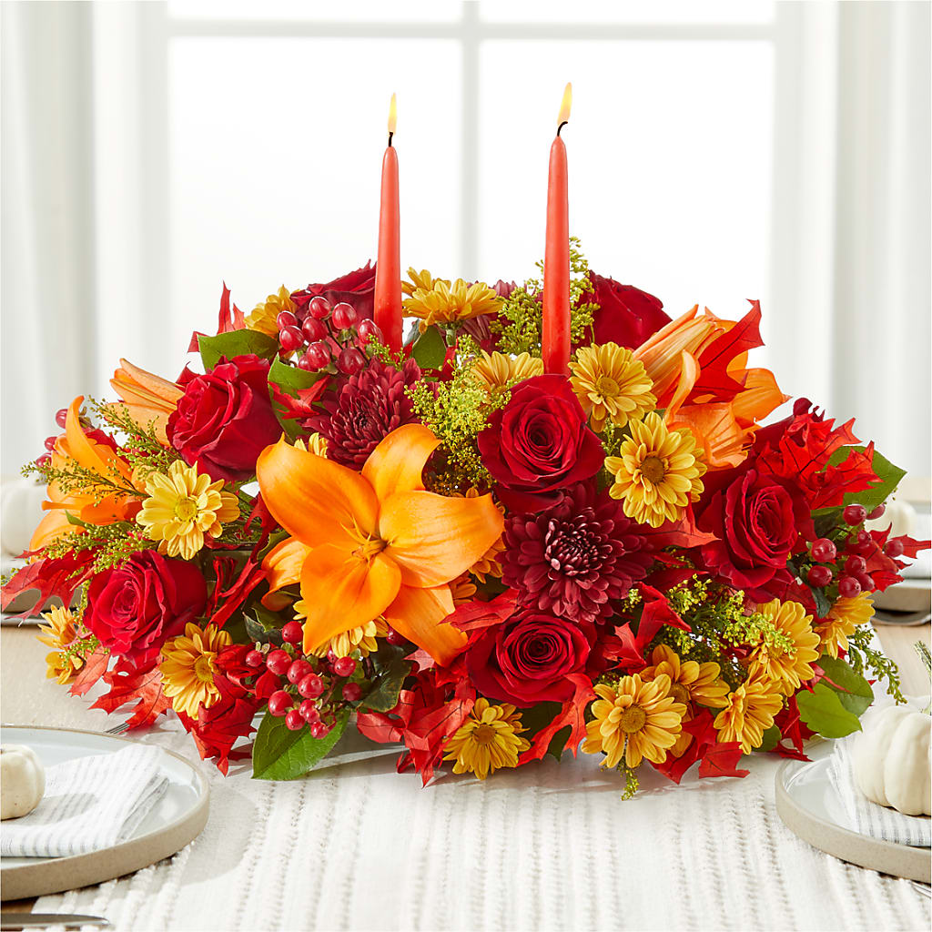 Autumn's Embrace Centerpiece –  Greenwich Blooms Florist Inc, Greenwich CT